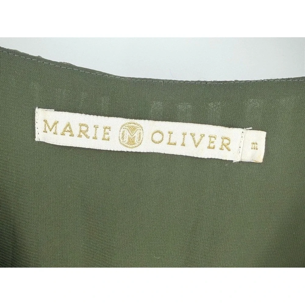 Marie Oliver Green‎ Dobby Dot Ruffle Wrap Maxi Dress Size M Forest Green Tiered